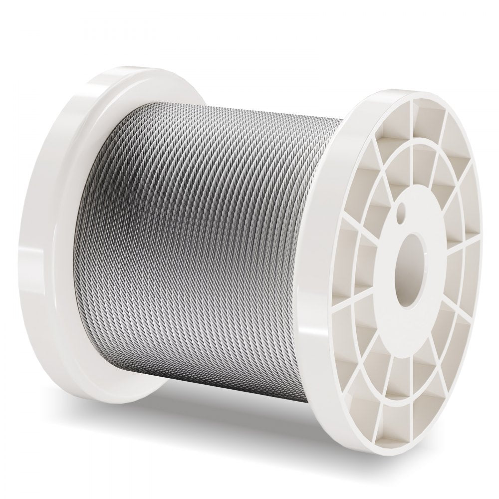 VEVOR Wire Rope Kit, 1/16" 330 ft 304 Stainless Steel Cable with 80 Sleeves and 20 Thimbles, 450 lbs Breaking Strength, 7x7 Strands Marine Aircraft Grade for Handrail Stair Decking Fence Outdoors