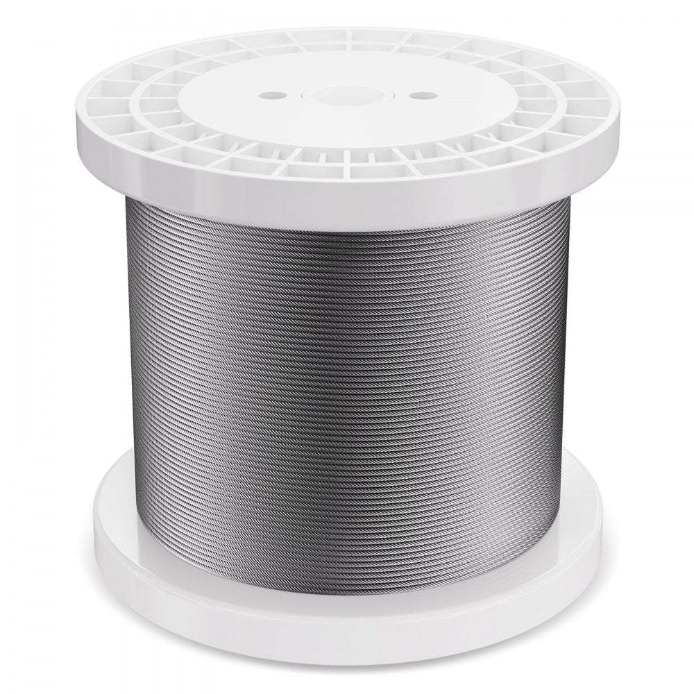 VEVOR Wire Rope Kit, 1/8" 1000 ft 316 Stainless Steel Cable with Cutter and Gloves, 1600 lbs Breaking Strength, 7x7 Strands Construction Marine Aircraft Grade for Handrail Stair Decking Fence Outdoors