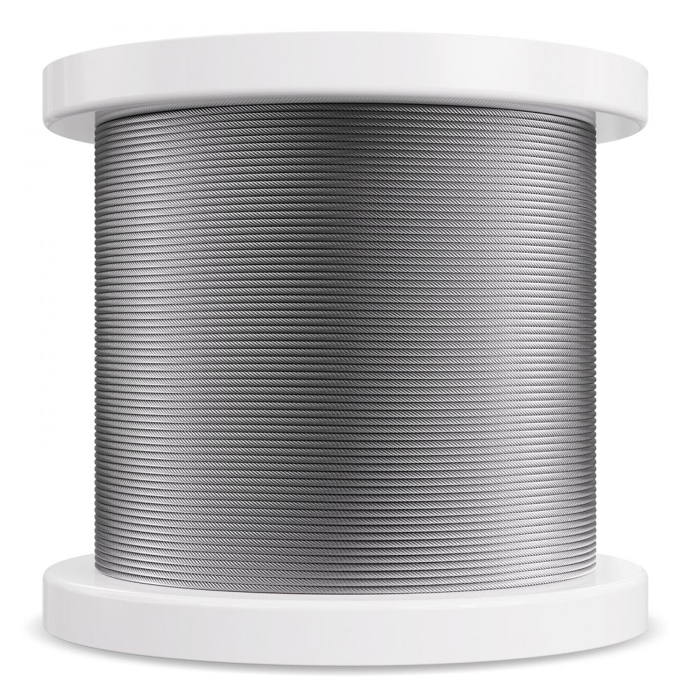 VEVOR Wire Rope Kit, 1/8" 1000 ft 316 Stainless Steel Cable with Cutter and Gloves, 1600 lbs Breaking Strength, 7x7 Strands Construction Marine Aircraft Grade for Handrail Stair Decking Fence Outdoors