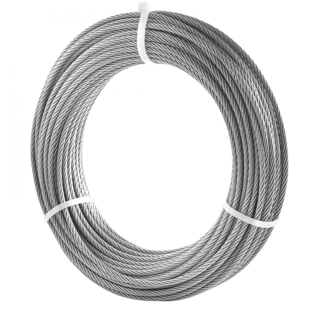 VEVOR Wire Rope Kit, 1/8" 100 ft 316 Stainless Steel Cable with 20 Sleeves and 10 Thimbles, 1600 lbs Breaking Strength, 7x7 Strands Marine Aircraft Grade for Handrail Stair Decking Fence Outdoors