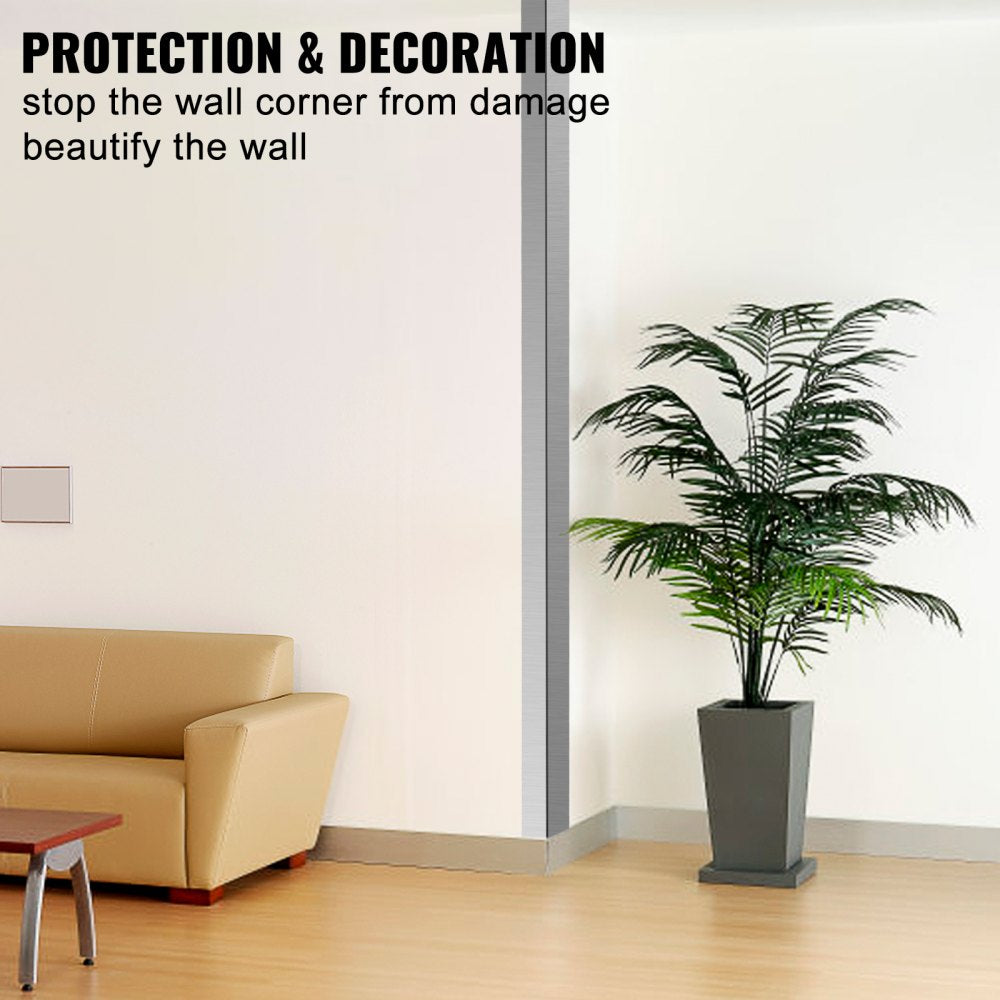 VEVOR Stainless Steel Corner Guards 2 x 2 x 48 inch Metal Wall Corner Protector Pack of 10 Corner Guards 20 Ga 304 Stainless Corner Guard with 90-Degree Angle for Wall Protection and Decoration