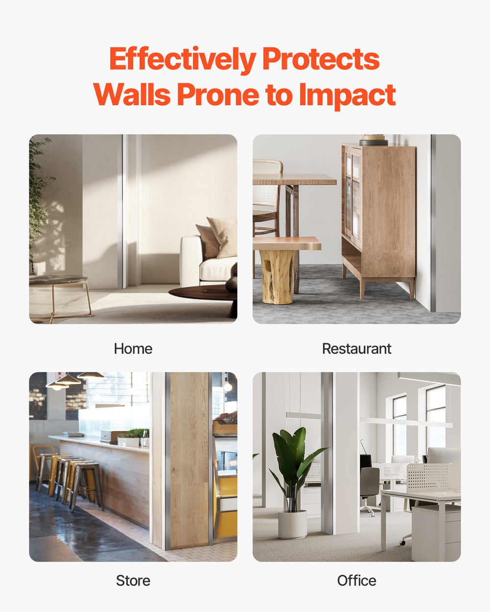 VEVOR Stainless Steel Wall Corner Protector - protects walls in home, restaurant, store, office