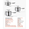 VEVOR Stainless Steel Saucepan Set, 1 QT & 2 QT & 3 QT Saucepans with Glass Lids, Multipurpose Nonstick Stainless Steel Sauce Pot with Ergonomic Handle, Friendly for Oven, Dishwasher, Induction Cooker