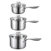 VEVOR Stainless Steel Saucepan Set, 1 QT & 2 QT & 3 QT Saucepans with Glass Lids, Multipurpose Nonstick Stainless Steel Sauce Pot with Ergonomic Handle, Friendly for Oven, Dishwasher, Induction Cooker