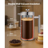 VEVOR French Press Coffee Maker, 51 Ounce 1.5 Liter Stainless Steel Coffee Press Tea Maker with Filter, Large Double Wall Insulated French Presses Cold Brew for Camping Travel Home Kitchen, Silver