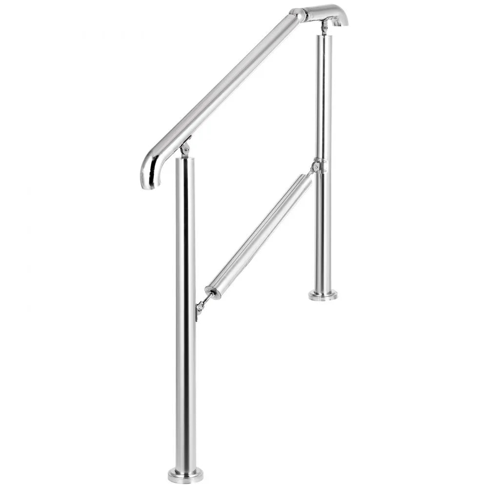 VEVOR Stainless Steel Transitional Handrail fit for Level Surface and 2 to 3 Adjustable Stair Indoor Outdoor Step Railings 441lb Capacity with Installation Kit Porch DIY, Silver