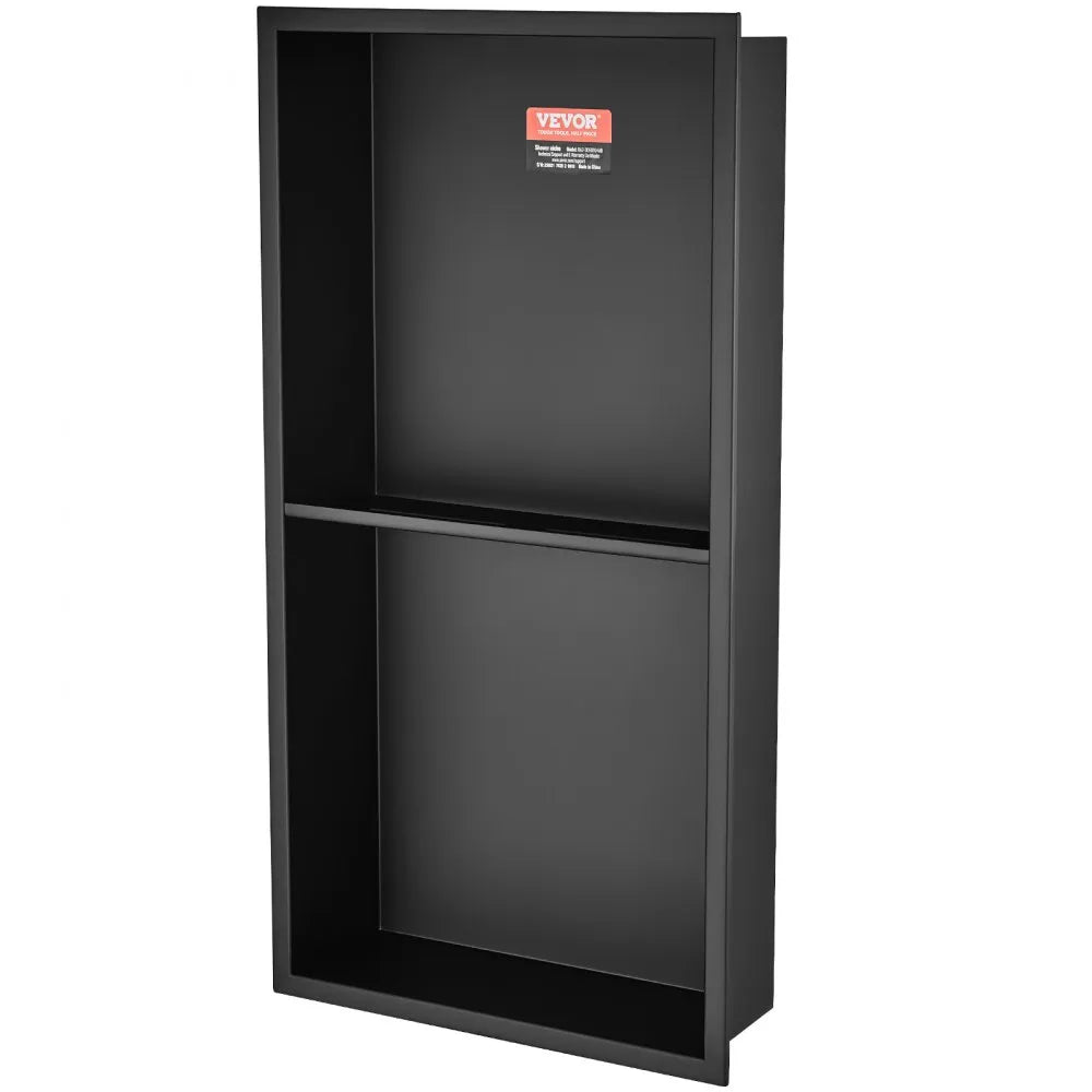 VEVOR 13"x25" No Tile Shower Niche 304 Stainless Steel, Wall-Inserted Niche Recessed Double Shelves, Sealed Waterproof Rust-Resistant Easy Cleaning Modern Niche for Shower or Soap Storage Bathroom