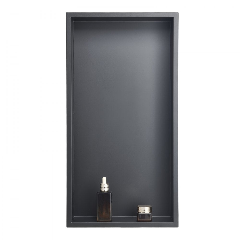VEVOR Shower Niche, 13 x 25 x 4 inch Recessed Wall Niche, Heavy-duty Stainless Steel Modern Soap & Shampoo Storage Organizer, Sealed Waterproof, Durable & Easy to Install,Black for Bathroom