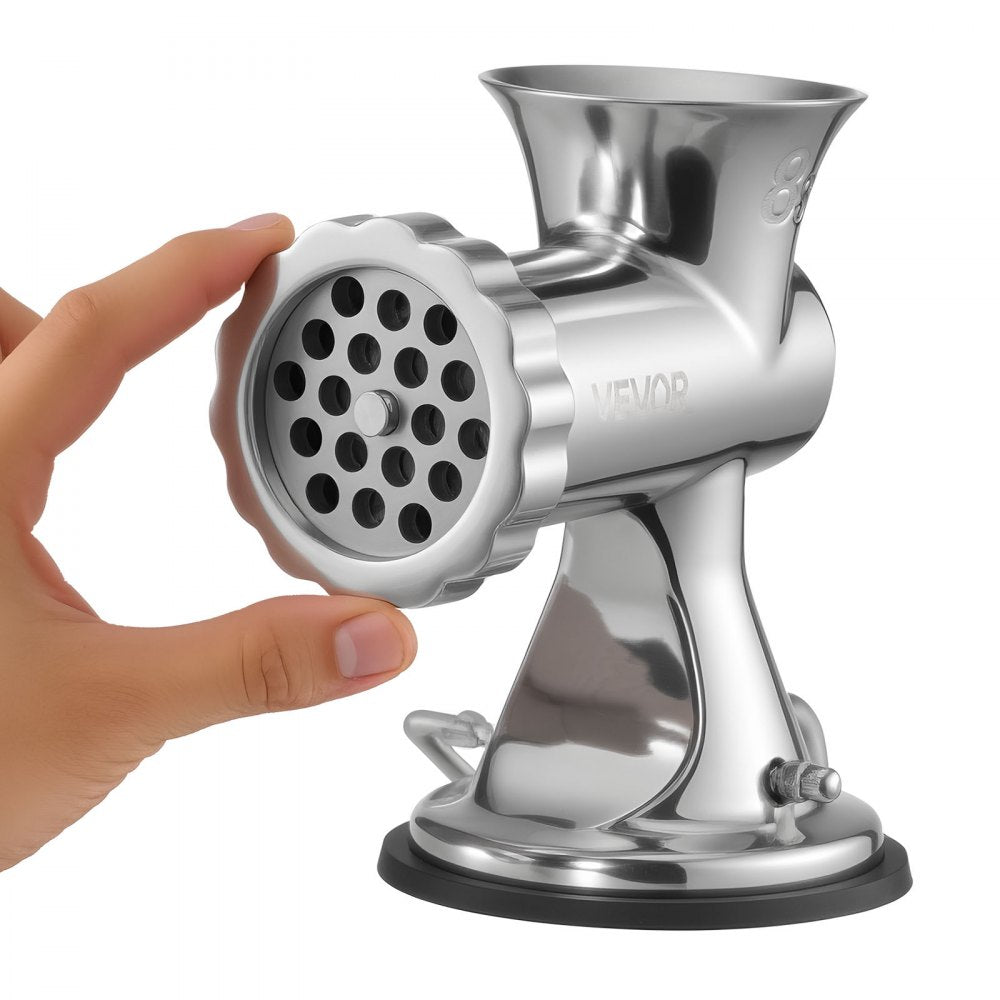VEVOR Manual Meat Grinder, 304 Stainless Steel Hand Meat Grinder with Suction Cup + Steel Table Clamp, Meat Mincer Sausage Maker & 2 Cutting Plates, Sausage Tube, Grinding Head for Beef Pepper Cookie
