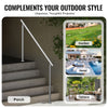 VEVOR Handrails for Outdoor Steps, 70.9 in/ 180cm Length Stair Hand Rail Kit, Transitional Stainless Steel Railings with Installation Kit, Double-column Staircase Handrails for Seniors,Porch & Deck