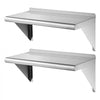 VEVOR Stainless Steel Shelf 12" x 36" 2-Pack Wall Mount Floating Shelf, Heavy-Duty Commercial Shelves with Brackets, 300LBS Capacity, Easy to Clean, Suitable for Restaurant, Home Kitchen, Garage