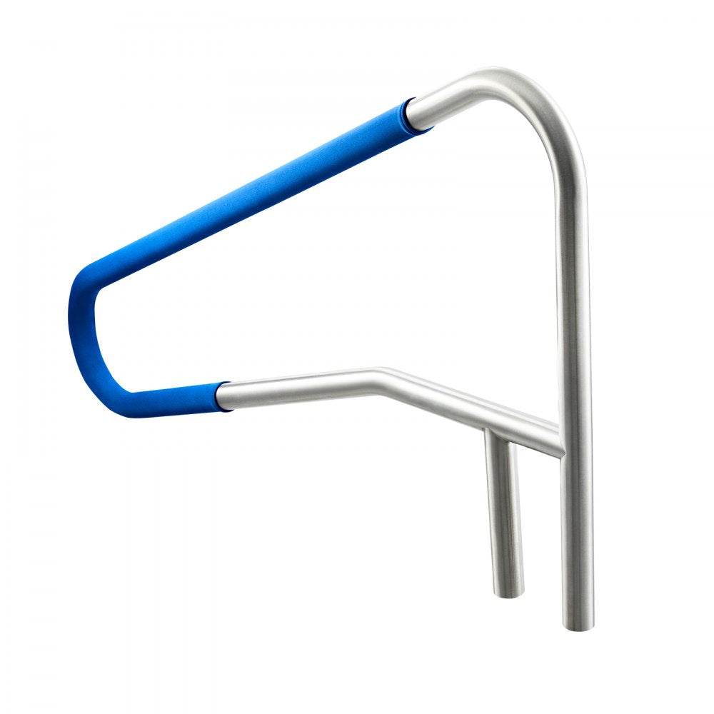 VEVOR Pool Rail, 54 x 32 inch Pool Handrail, 220 lbs Load Capacity Heavy Duty 304 Stainless Steel Swimming Handrail, Detachable Nonslip Sleeve, Recessed or Base Mount, for Poolside, Water Parks