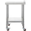 VEVOR Stainless Steel Prep Table, 36 x 24 x 35 Inch, 440lbs Load Capacity Heavy Duty Metal Worktable with Backsplash Adjustable Undershelf & 4 Casters, Commercial Workstation for Kitchen Restaurant
