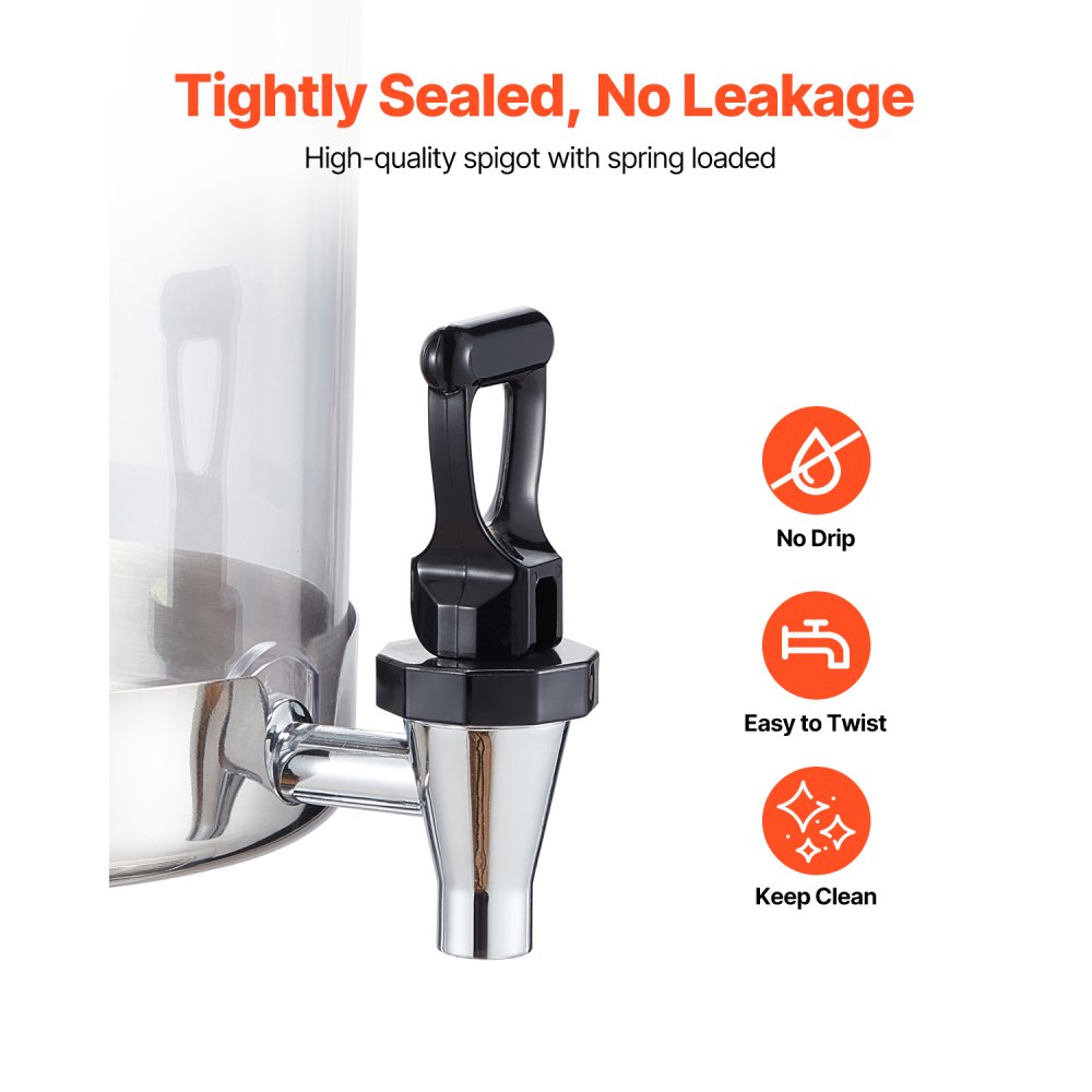 VEVOR Beverage Dispenser, 2.1 Gallon x 2 Drink Dispenser for Parties, Stainless Steel + Plastic Juice Dispensers with Spigot Ice Chamber Tray, Iced Tea Lemonade Dispensers, for Restaurants, Hotels