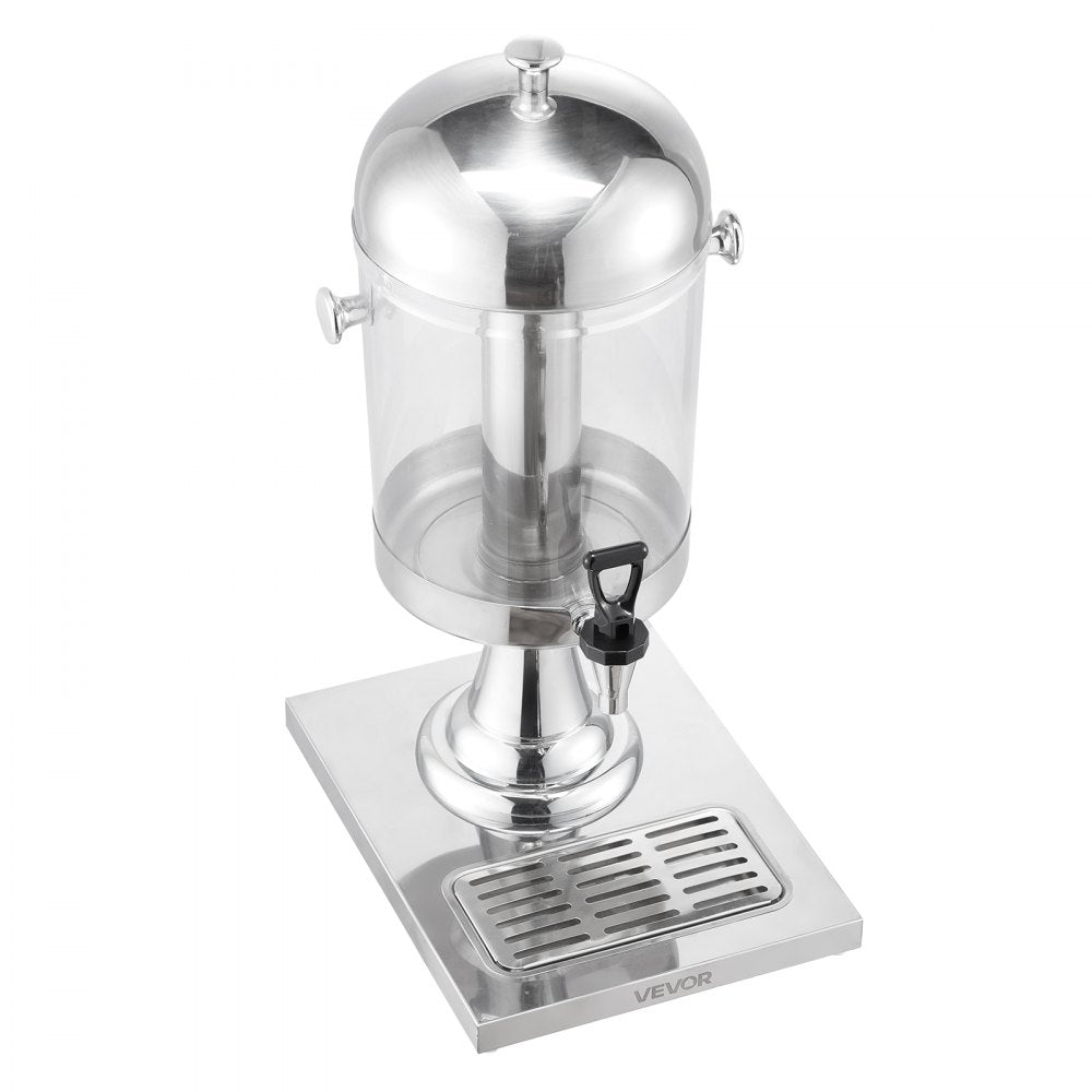 VEVOR Beverage Dispenser, 2.1 Gallon Drink Dispenser for Parties, Stainless Steel + Plastic Juice Dispensers with Spigot Ice Chamber Tray, Iced Tea Lemonade Juice Dispensers, for Restaurants, Hotels