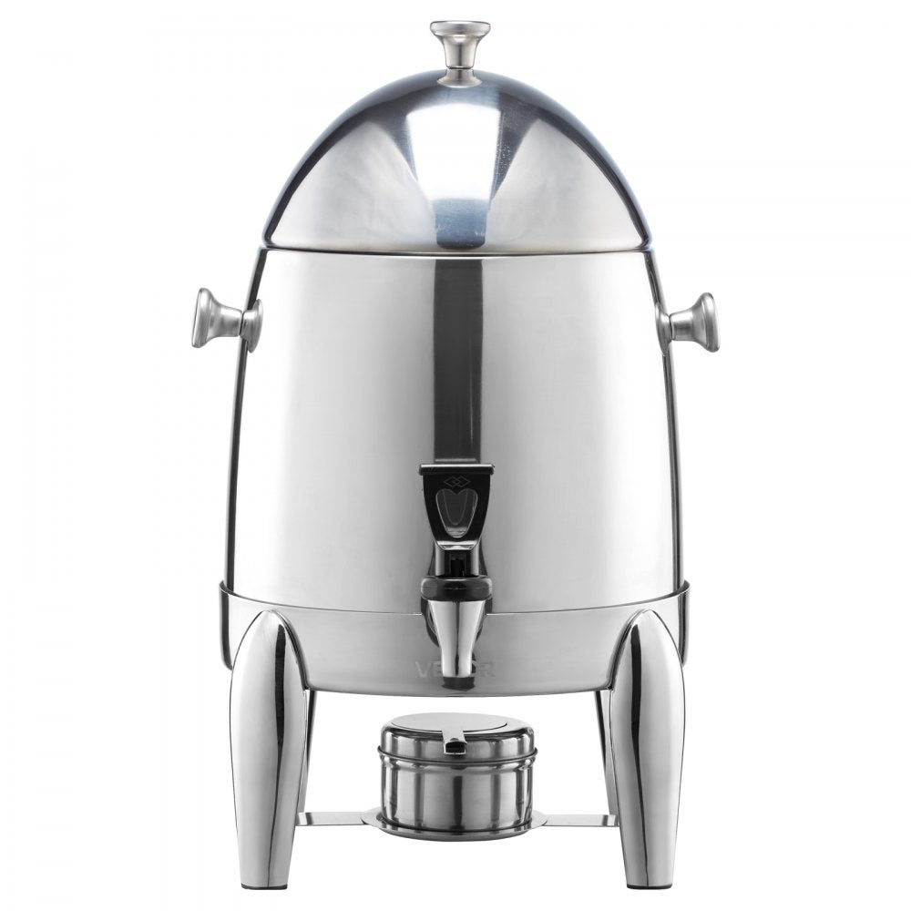 VEVOR Stainless Steel Beverage Dispenser, 2.7 Gallon Drink Dispenser  with Alcohol Burner, Hot & Cold Drink Dispensers for Coffee Tea Hot Water, with Spigot Ice Tube, for Restaurants, Hotels, Parties
