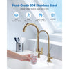 VEVOR Stainless Steel Faucet, Lead-Free Water Purifier Faucet, Filter Water Faucets With Solid Brass Valve, Anti-Rust & Durability Ro Water Faucets For Kitchen, Bar Counter, Cafe Shop, Brushed Gold