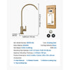 VEVOR Stainless Steel Faucet, Lead-Free Water Purifier Faucet, Filter Water Faucets With Solid Brass Valve, Anti-Rust & Durability Ro Water Faucets For Kitchen, Bar Counter, Cafe Shop, Brushed Gold