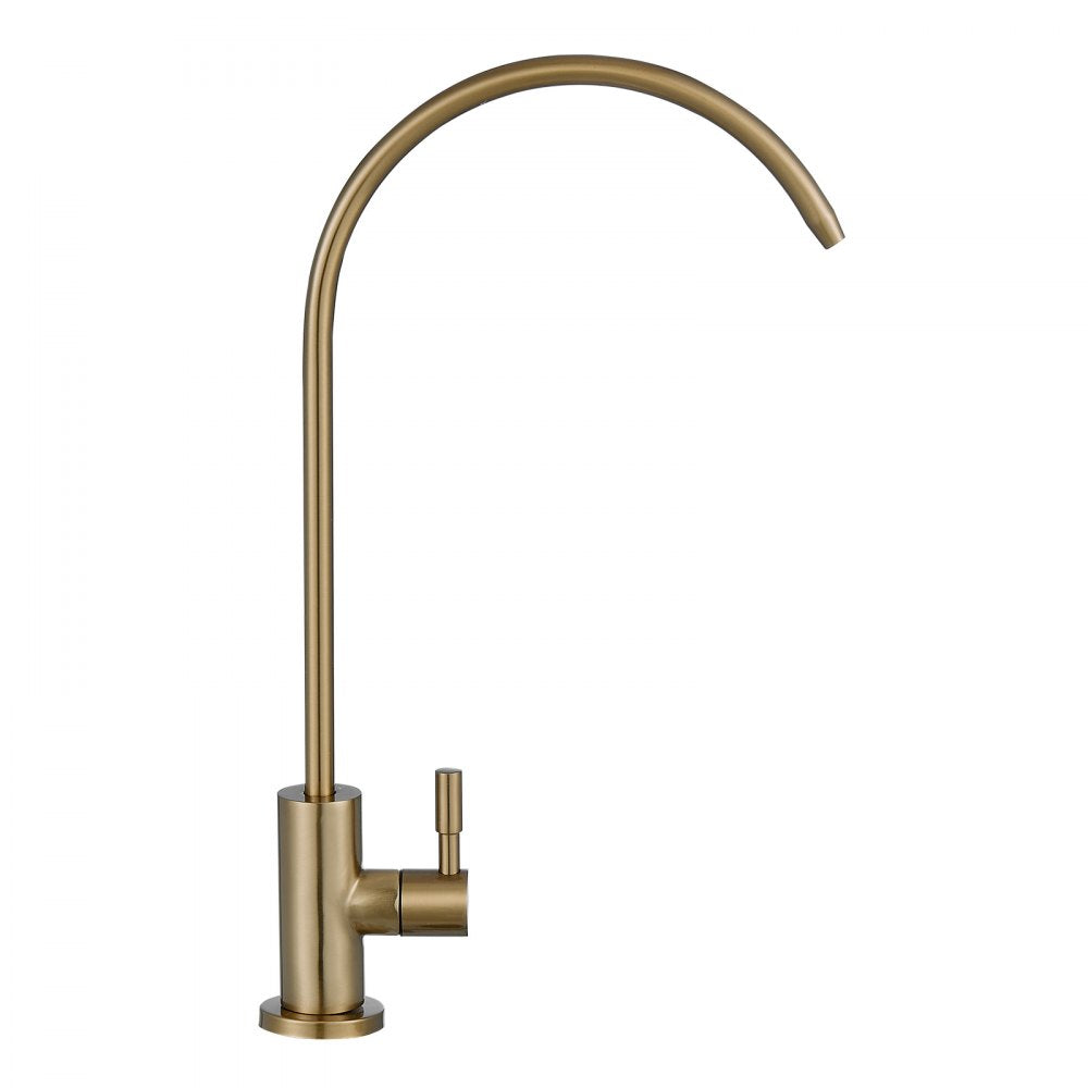 VEVOR Stainless Steel Faucet, Lead-Free Water Purifier Faucet, Filter Water Faucets With Solid Brass Valve, Anti-Rust & Durability Ro Water Faucets For Kitchen, Bar Counter, Cafe Shop, Brushed Gold