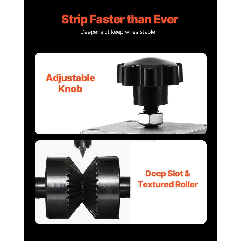 VEVOR Hand-Operated Wire Stripper, 0.06''-1.5'' Cable Removal Tool, Drill Attachment Option, Clear Depth Gauge, Lightweight Aluminum Build for Efficient Copper Scrap Processing