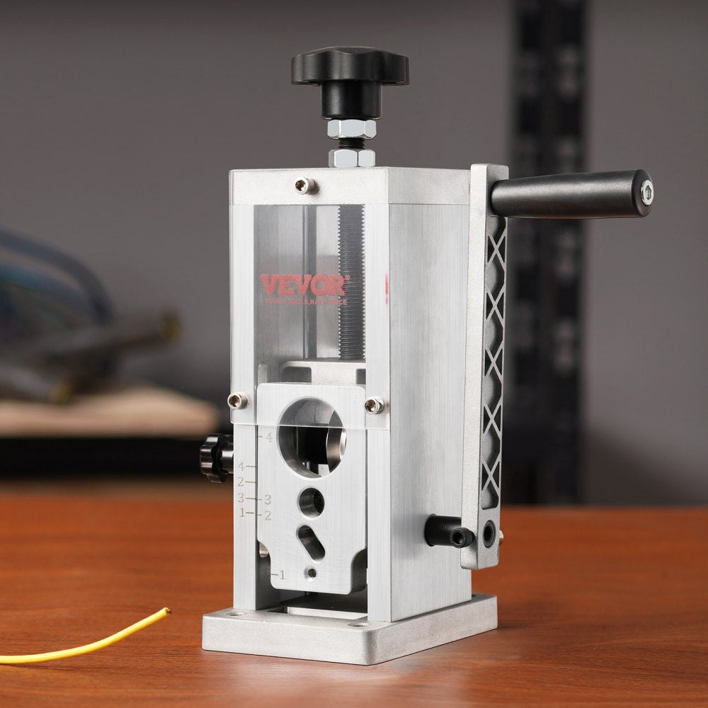 VEVOR Hand-Operated Wire Stripper, 0.06''-1.5'' Cable Removal Tool, Drill Attachment Option, Clear Depth Gauge, Lightweight Aluminum Build for Efficient Copper Scrap Processing