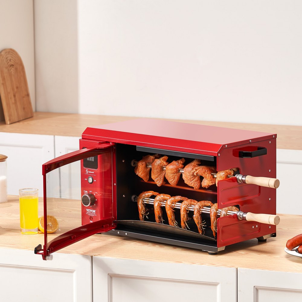 VEVOR Shawarma Grill Machine, 2 Strings of Barbecue Capacity, Chicken Shawarma Cooker Machine, Electric Broiler Gyro Rotisserie Oven Doner Kebab Machine, for Home Restaurant Kitchen Parties