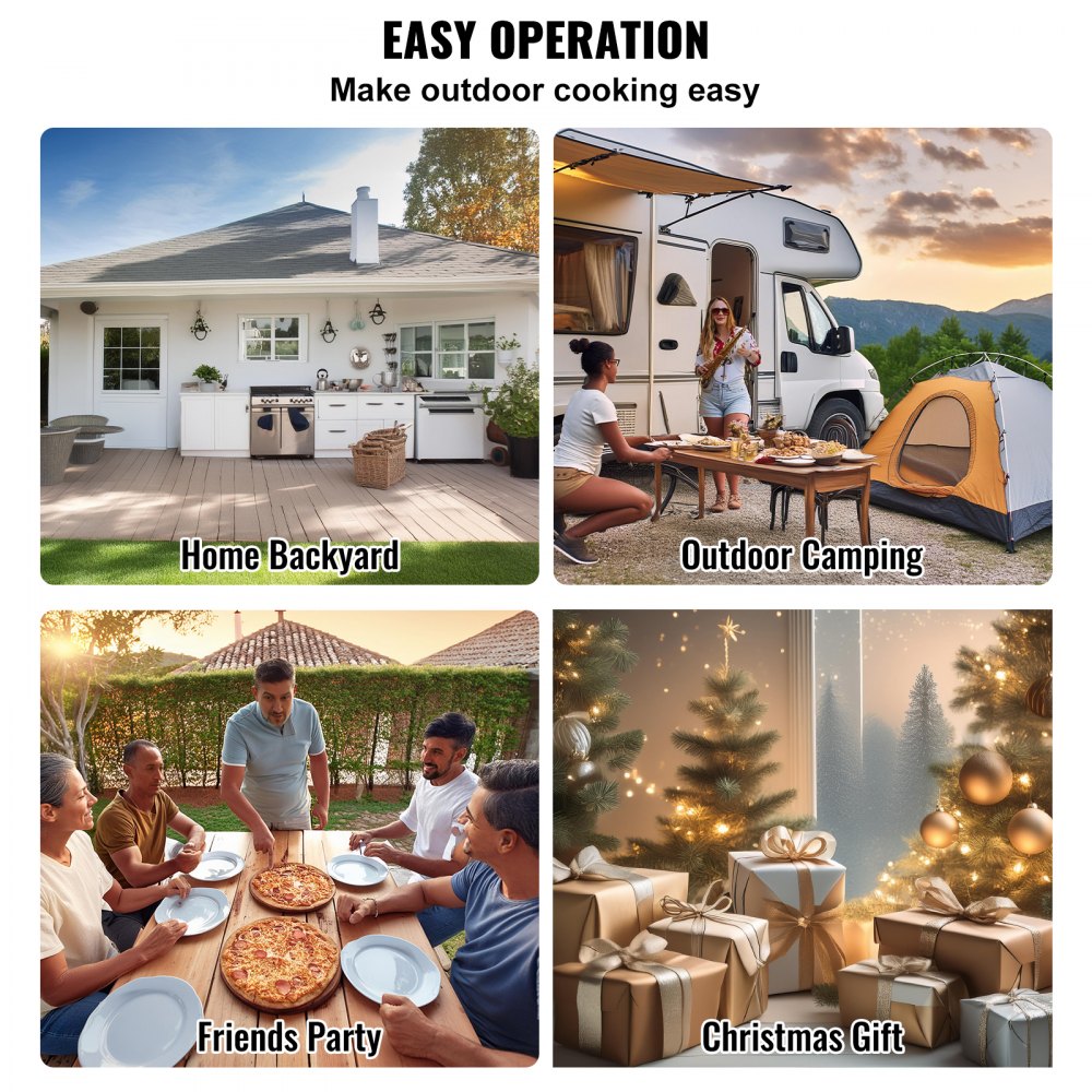 VEVOR Portable Outdoor Oven, 12-inch Pizza Oven, Pellet & Chips & Charcoal Tri-Fuel, Stainless Steel Pizza Grill, Includes Pizza Stone, Waterproof Cover, Shovel, Ideal for Camping & Backyard, Silver