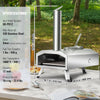 VEVOR Portable Outdoor Oven, 12-inch Pizza Oven, Pellet & Chips & Charcoal Tri-Fuel, Stainless Steel Pizza Grill, Includes Pizza Stone, Waterproof Cover, Shovel, Ideal for Camping & Backyard, Silver