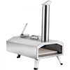 VEVOR Portable Outdoor Oven, 12-inch Pizza Oven, Pellet & Chips & Charcoal Tri-Fuel, Stainless Steel Pizza Grill, Includes Pizza Stone, Waterproof Cover, Shovel, Ideal for Camping & Backyard, Silver