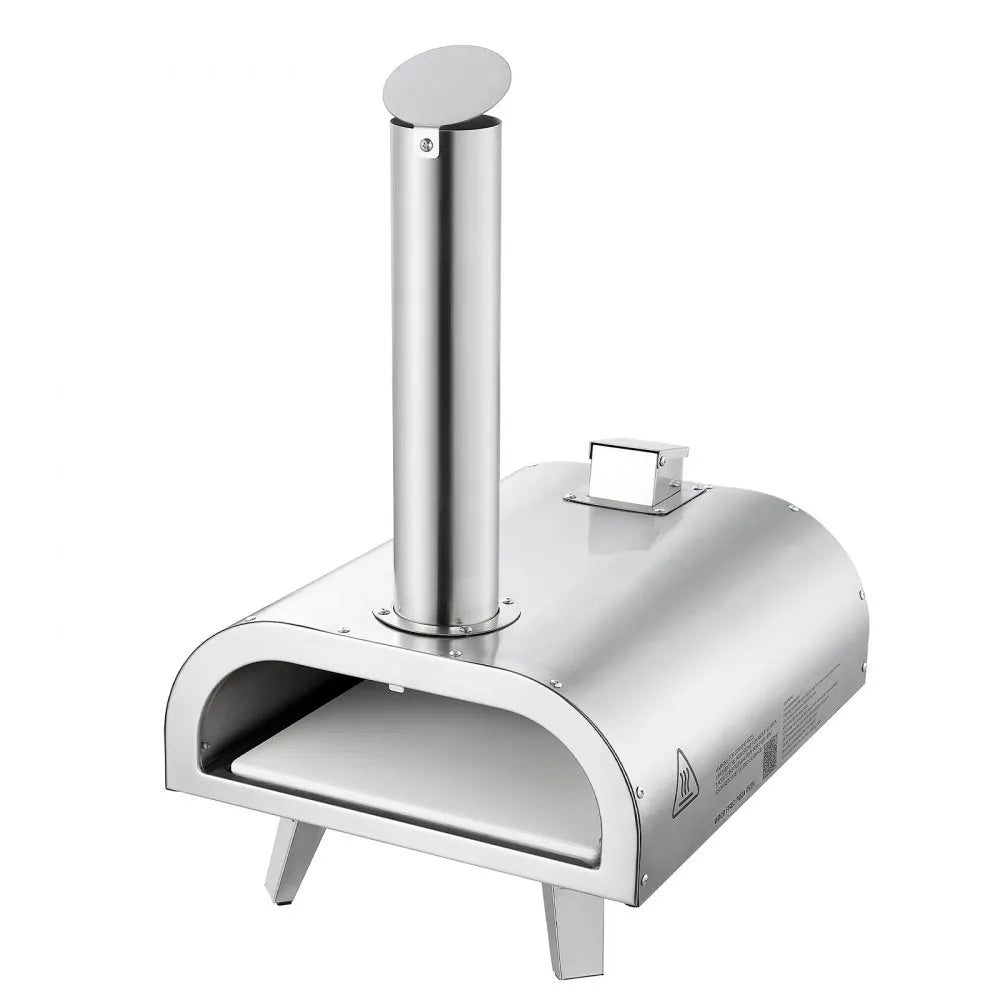 VEVOR Pizza Oven Outdoor, 12" Pellet Pizza Oven, Portable Pizza-Stove with Built-in Thermometer, Wood Fired Stainless Steel Pizza-Maker, for Backyard, Camping, Pizza-Stone, Shovel, Carry Bag, Silver