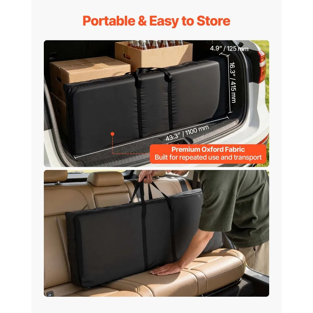 VEVOR Folding Portable Bar Table, 43.3 x 15.2 x 34.8 in, with Carry Bag, Storage Shelf, and Detachable Skirt, Quick and Easy Setup, Foldable Mobile Bartending Station for Events, Party, Tradeshow