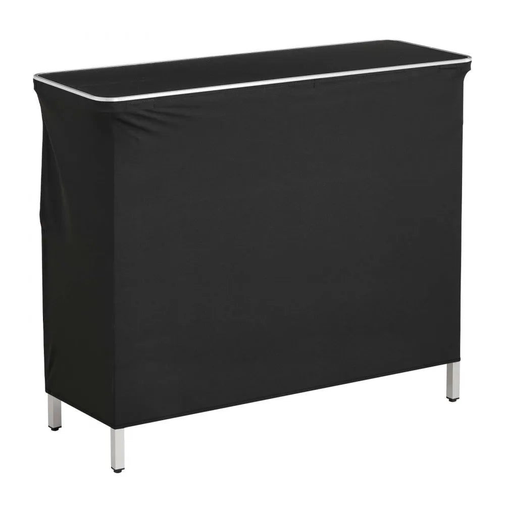 VEVOR Folding Portable Bar Table, 43.3 x 15.2 x 34.8 in, with Carry Bag, Storage Shelf, and Detachable Skirt, Quick and Easy Setup, Foldable Mobile Bartending Station for Events, Party, Tradeshow
