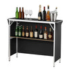 VEVOR Folding Portable Bar Table, 43.3 x 15.2 x 34.8 in, with Carry Bag, Storage Shelf, and Detachable Skirt, Quick and Easy Setup, Foldable Mobile Bartending Station for Events, Party, Tradeshow