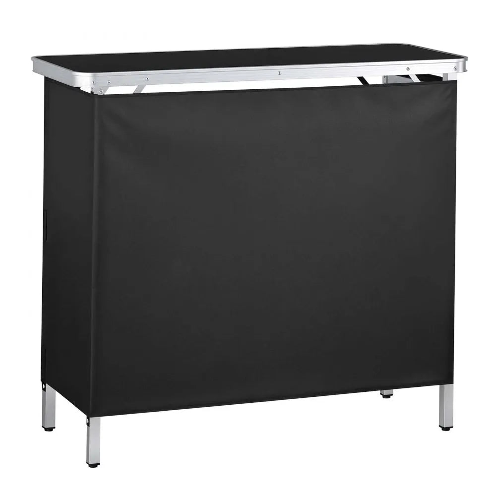 VEVOR Folding Portable Bar Table, 38.6 x 15.2 x 34.3 in, with Carry Bag, Storage Shelf, and Detachable Skirt, Quick and Easy Setup, Foldable Mobile Bartending Station for Events, Party, Tradeshow