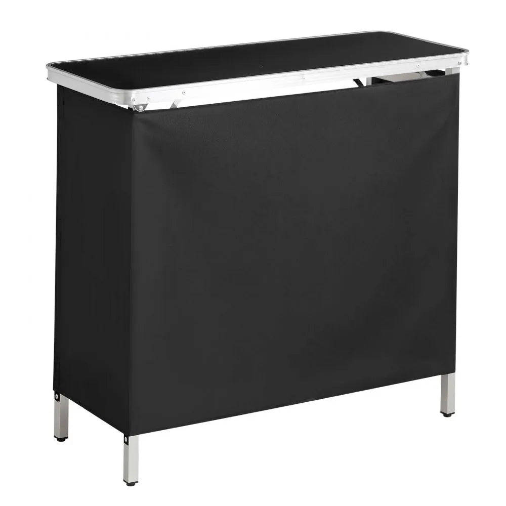 VEVOR Folding Portable Bar Table, 38.6 x 15.2 x 34.3 in, with Carry Bag, Storage Shelf, and Detachable Skirt, Quick and Easy Setup, Foldable Mobile Bartending Station for Events, Party, Tradeshow