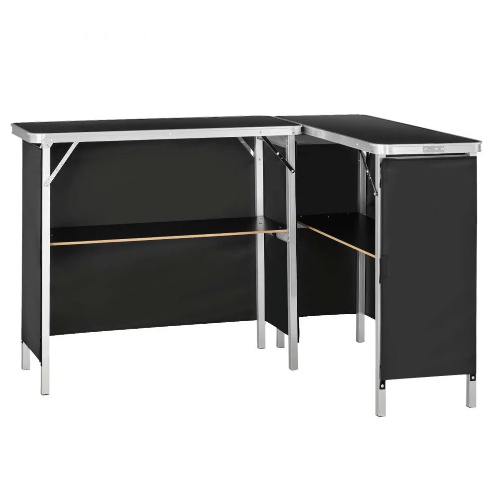 VEVOR Folding Portable Bar Table, 2 pcs, 38.6 x 15.2 x 34.3 in, with Carry Bag, Storage Shelf, Detachable Skirt, Quick and Easy Setup, Foldable Mobile Bartending Station for Events, Party, Tradeshow