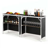 VEVOR Folding Portable Bar Table, 2 pcs, 38.6 x 15.2 x 34.3 in, with Carry Bag, Storage Shelf, Detachable Skirt, Quick and Easy Setup, Foldable Mobile Bartending Station for Events, Party, Tradeshow
