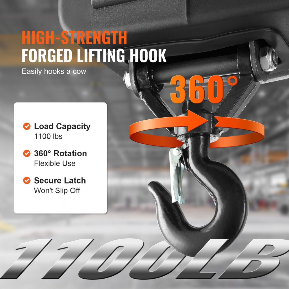 VEVOR 1100 lbs Electric Hoist Winch, 2-in-1 1500W Portable Power Winch Crane, 23 ft Lifting Height, Attic lift with Wireless Remote Control, for Garage, Warehouse, Factory Lifting Towing
