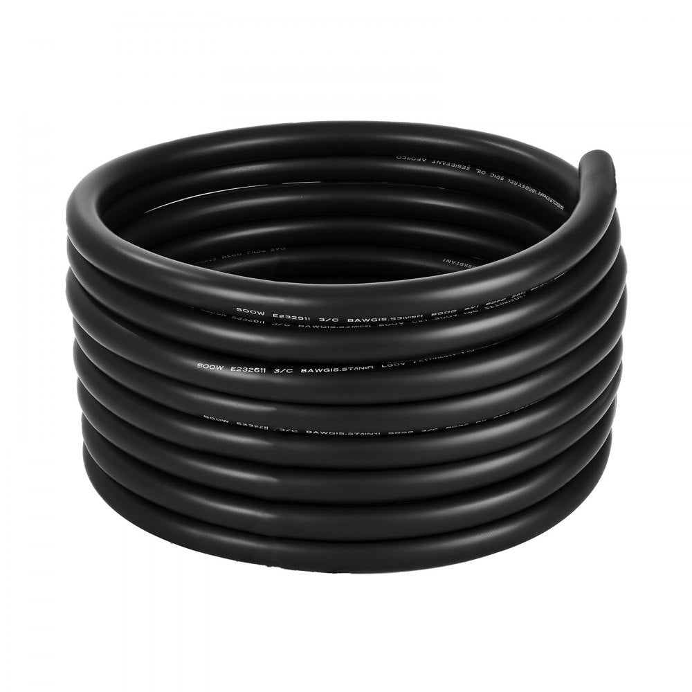 VEVOR 25 FT 6AWG Portable Power Cable (3 Conductor), Heavy Duty 600V SOOW Electrical Power Cable, Industrial Grade Electric Wire, Premium CPE Rubber Jacket, Copper Extension Cord for Welder Machine