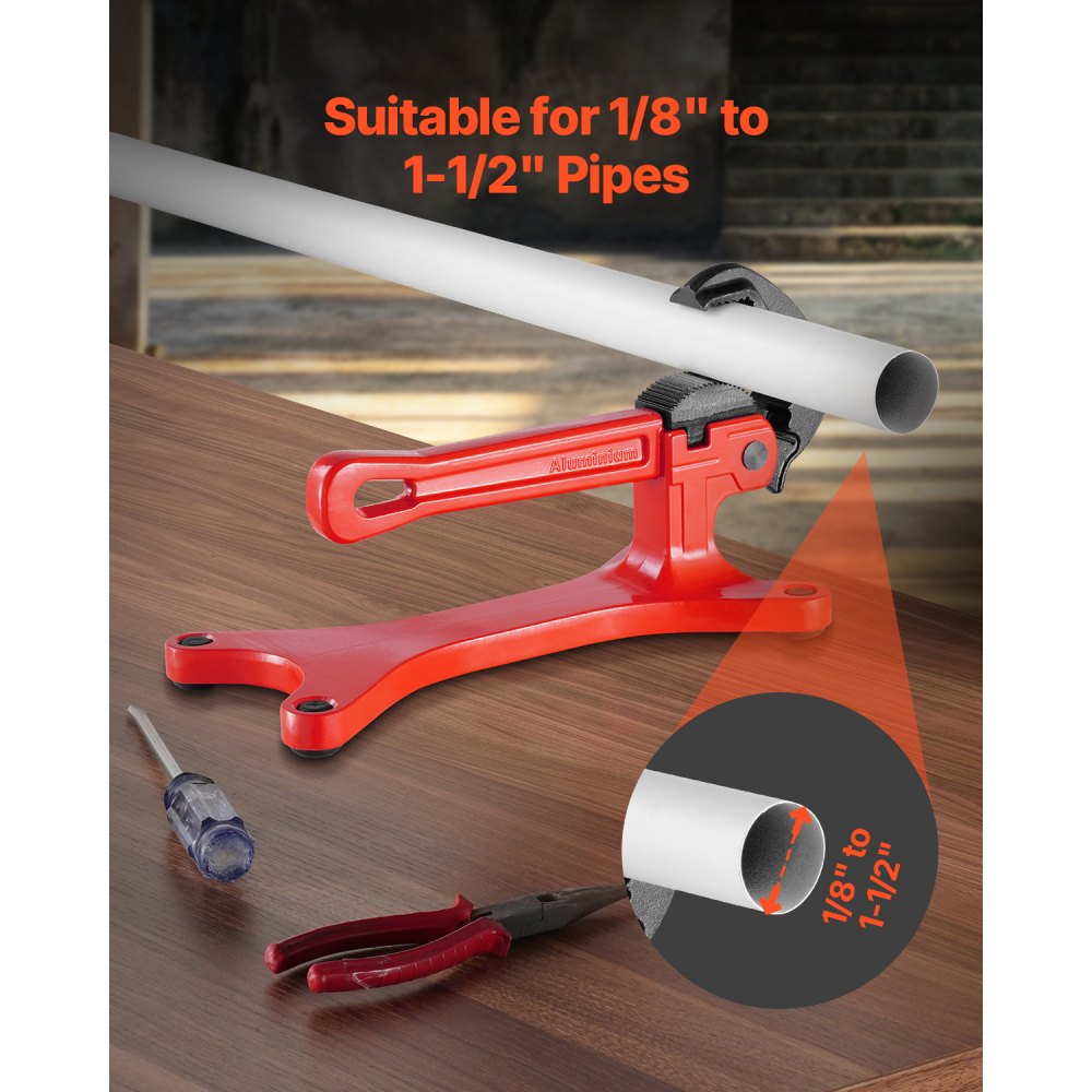 VEVOR Portable Pipe Vise, Lightweight Aluminum Pipe Vise with 1/8" to 1-1/2"  Clamping Capacity, Ideal for Onsite Plumbing Installation, Repair, and Maintenance