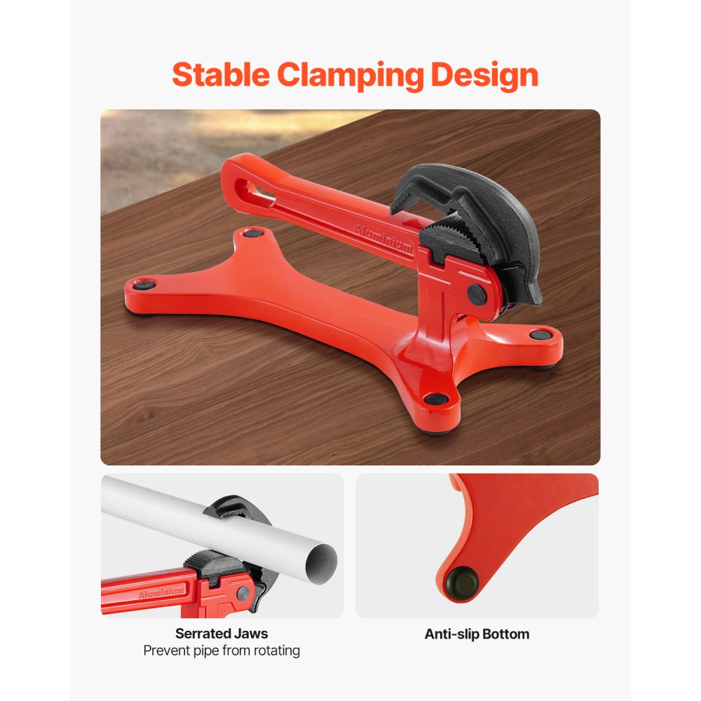 VEVOR Portable Pipe Vise, Lightweight Aluminum Pipe Vise with 1/8" to 1-1/2"  Clamping Capacity, Ideal for Onsite Plumbing Installation, Repair, and Maintenance