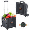 VEVOR Foldable Utility Cart, 80 lbs Load Capacity, Folding Portable Rolling Crate Handcart with Durable Heavy Duty Telescoping Handle and 2 Wheels for Travel Shopping Moving Luggage Office Use, Black