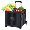 VEVOR Foldable Utility Cart, 80 lbs Load Capacity, Folding Portable Rolling Crate Handcart with Durable Heavy Duty Telescoping Handle and 2 Wheels for Travel Shopping Moving Luggage Office Use, Black