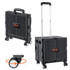 VEVOR Foldable Utility Cart, 110 lbs Load Capacity, Folding Portable Rolling Crate Handcart with Heavy Duty Telescoping Handle and 4 Rotate Wheels for Travel Shopping Moving Luggage Office Use, Black