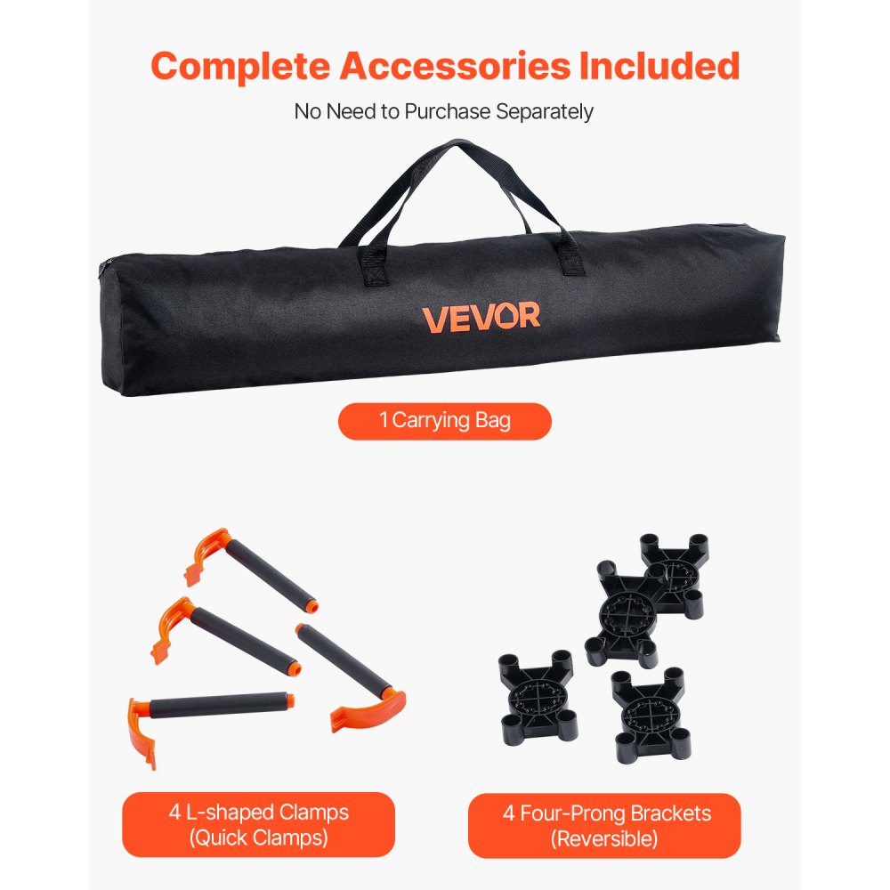 VEVOR Portable Folding Workstand, 4.16 x 2.18 ft Collapsible Workbench, 2500 lbs Weight Capacity, No Assembly Foldable Work Stand with Storage Bag, Table Top NOT Included, for Garage Workshop Outdoor