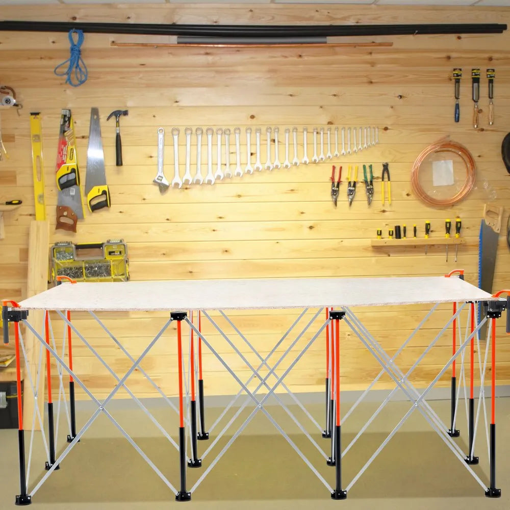 VEVOR Portable Folding Workstand, 6.12 x 4.14 ft Collapsible Workbench, 4500 lbs Weight Capacity, No Assembly Foldable Work Stand with Storage Bag, Table Top NOT Included, for Garage Workshop Outdoor