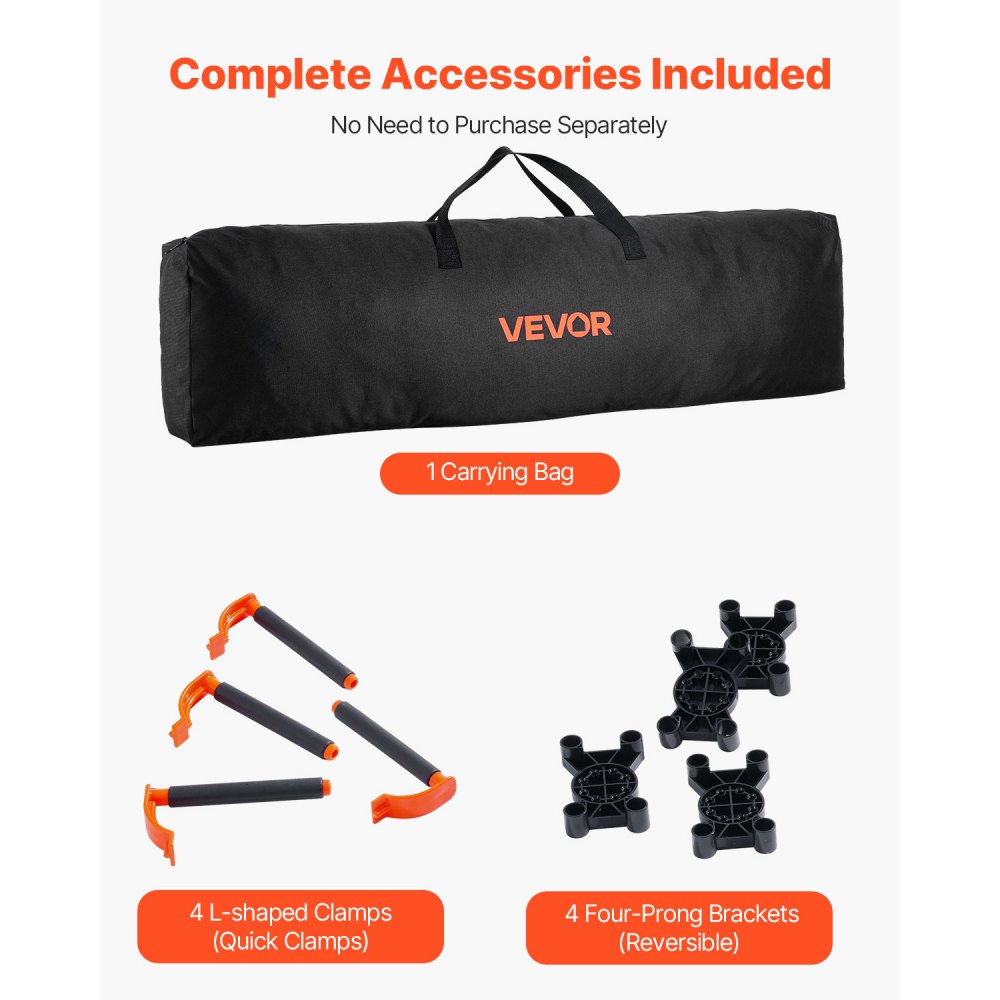 VEVOR Portable Folding Workstand, 8.02 x 4.12 ft Collapsible Workbench, 6000 lbs Weight Capacity, No Assembly Foldable Work Stand with Storage Bag, Table Top NOT Included, for Garage Workshop Outdoor