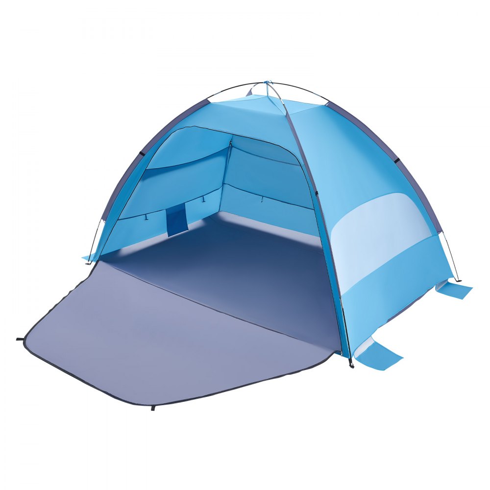 VEVOR Beach Tent Sun Shelter for 4 Person, UPF 50+ Protection, Portable Sun Shade Canopy with Carrying Bag & Sand Pockets, Lightweight and Easy Setup Beach Umbrella for Camping Fishing Outdoor Picnic