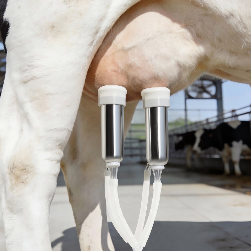VEVOR Goat Milking Machine, 3.2 Gal / 12 L Food-Grade Stainless Steel Bucket, 4 Teat Cups for Cows and Goats, with 8000 mAh Rechargeable Battery, Electric Pulsation Milking Machine Portable Milker