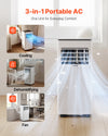 3-in-1 portable AC modes: cooling, dehumidifying, and fan